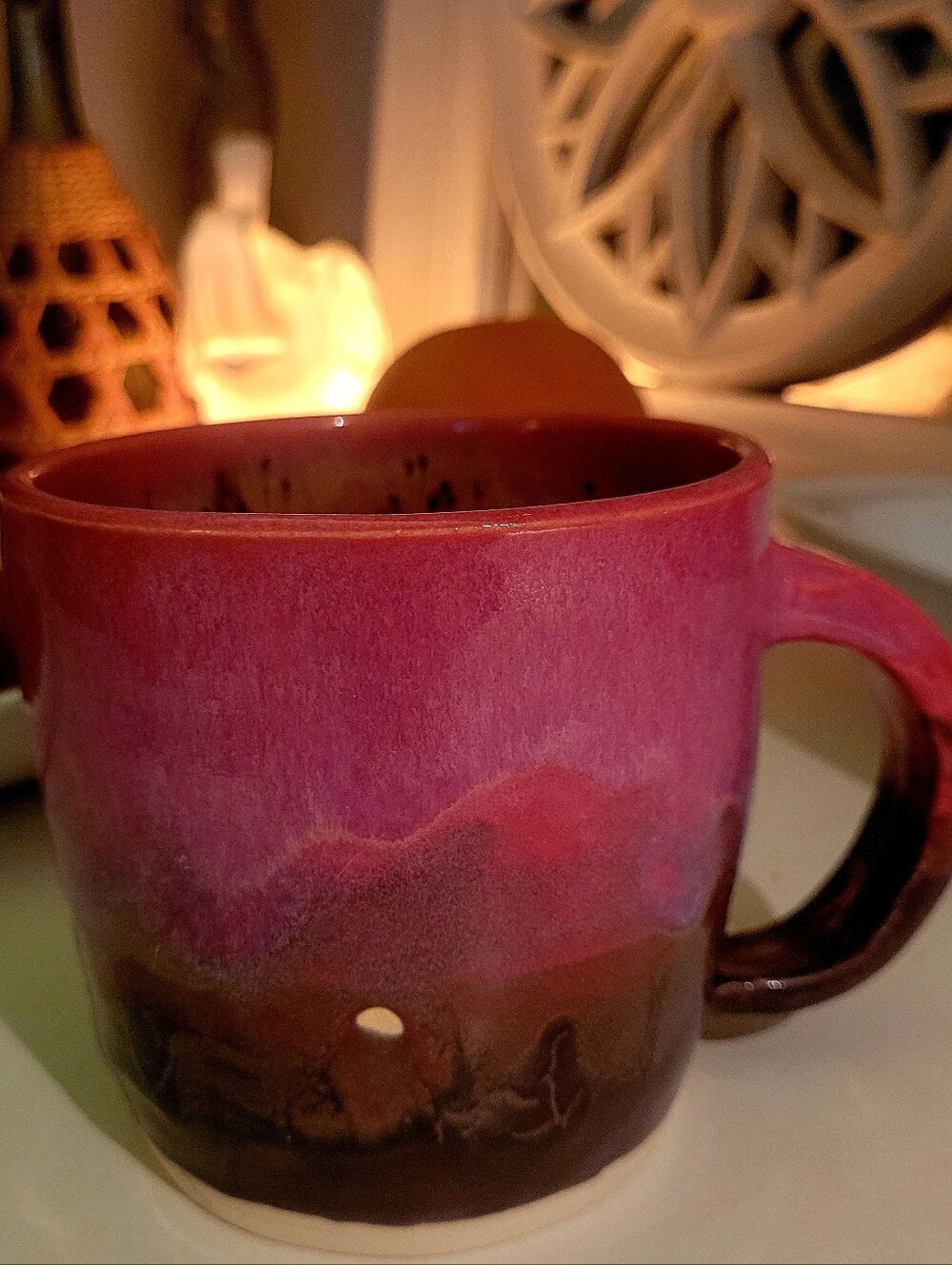 Handcrafted Pottery Mug w/ Purplish Pink Glaze